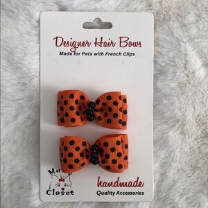 Closet Orange and Black Polka Dot Dog Hair Bows